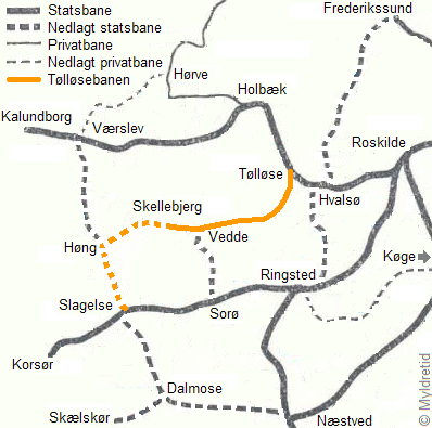 Eksisterende og nedlagte jernbaner på Vestsjælland